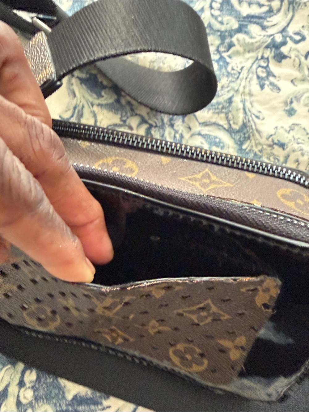 NWOT•Repurposed Mono Black and Brown Mini Crossbody Bag - Picture 10 of 10